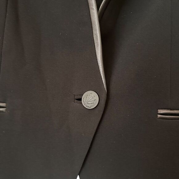 RAG & BONE Tuxedo Blazer Leather Trim Black Sz 6 - Picture 3 of 4